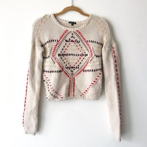 Max & Mia Chunky Knit Off-white Sweater With Stitching Detail